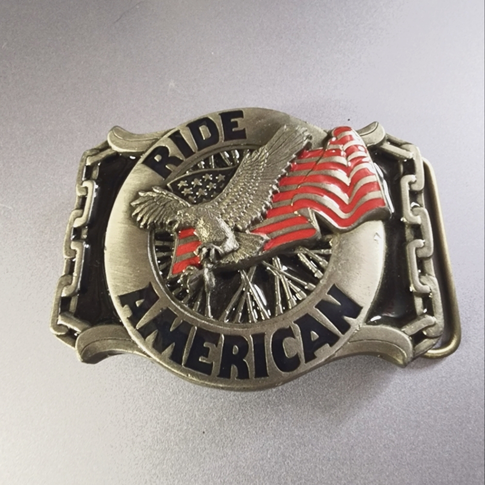 Ride American USA Flag Belt Buckle